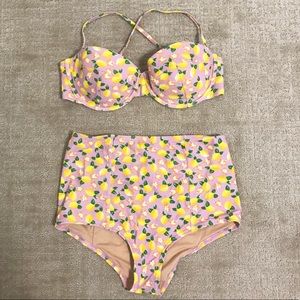 J. Crew Bikini High Rise Lemon Print